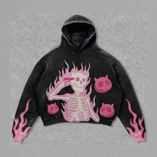 Hellfire Skeleton Cropped Hoodie